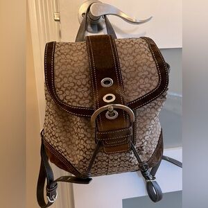 Coach 9764 Vintage Backpack Signature Insignia C Brown Buckle Drawstring Purse